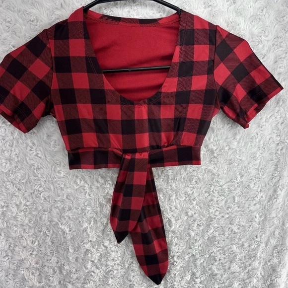 Waitressville Twin Peaks Red Plaid Crop Top Uniform Size XXS Halloween Cosplay - Picture 1 of 9